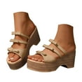 thumbnail image 1 of IUJSOY Women's Platform Sandals Slides 2025 Open Toe Slip on Braided Strappy Wedge Heel Sandals, 1 of 9