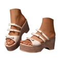 thumbnail image 1 of IUJSOY Women's Platform Sandals Slides 2025 Open Toe Slip on Braided Strappy Wedge Heel Sandals, 1 of 9