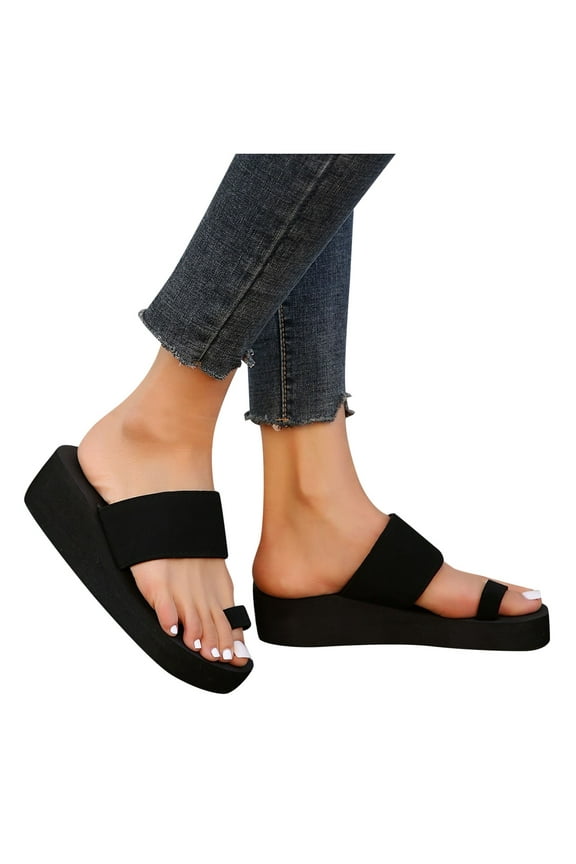 Women's Platform Sandals Toe Ring Wedges Lightweight EVA Cushion Summer Beach Slides Shoes