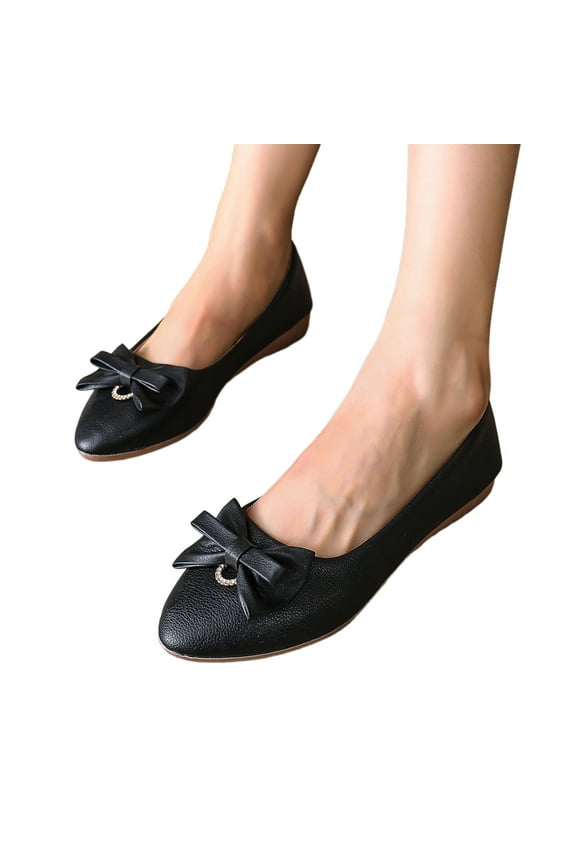 Women's Pointed Toe Ballet Flats Comfortable Bow Casual Dressy Flat Shoes for Women