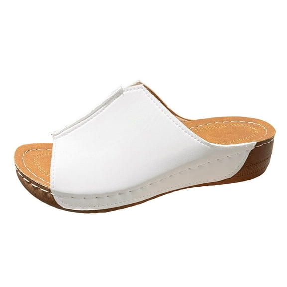 IUJSOY Women's Sandals Peep Toe Summer Wedge Platform Slippers Stitched Casual Beach Shoes