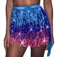 thumbnail image 1 of IUJSOY Women's Sequin Tassel Scarf Rave Fringe Skirts for Festival Belly Dance Skirt Belts, 1 of 3