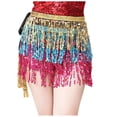 thumbnail image 1 of IUJSOY Women's Sequin Tassel Scarf Skirt Belly Dance Rave Nightclub Party Wrap Fringe Skirts, 1 of 3