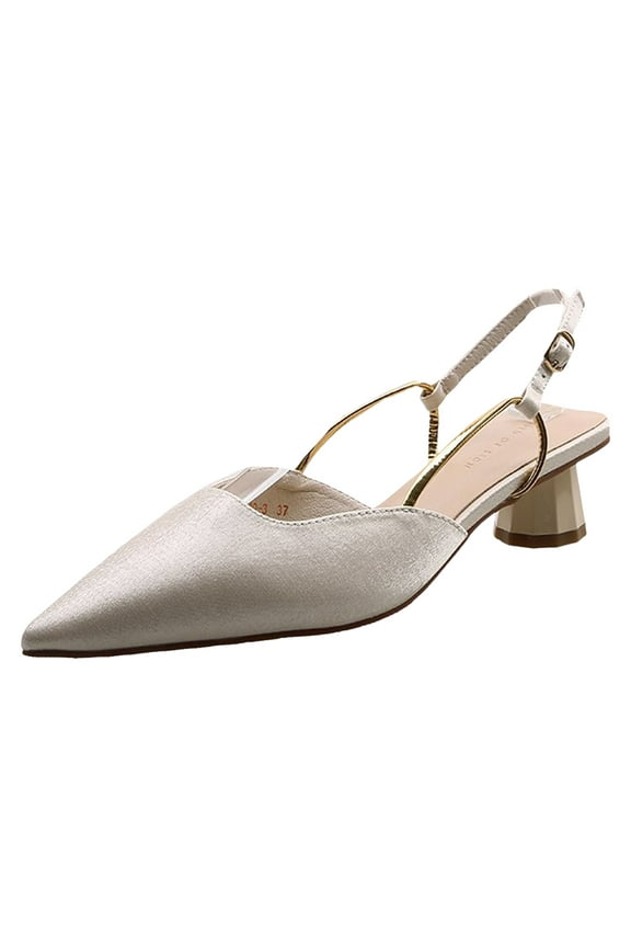 Women's Slingback Heels Closed Pointed Toe Kitten Pumps Slip on Wedding Bride Dress Shoes