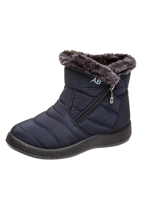 Women's Snow Boots Winter Furry Lined Ankle Boots Ladies Side Zipper Warm Lightweight Booties
