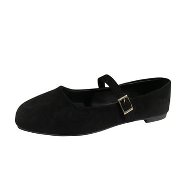 IUJSOY Women's Square Toe Mary Jane Flats Casual Soft Lightweight Buckle Strap Single Shoes for Work
