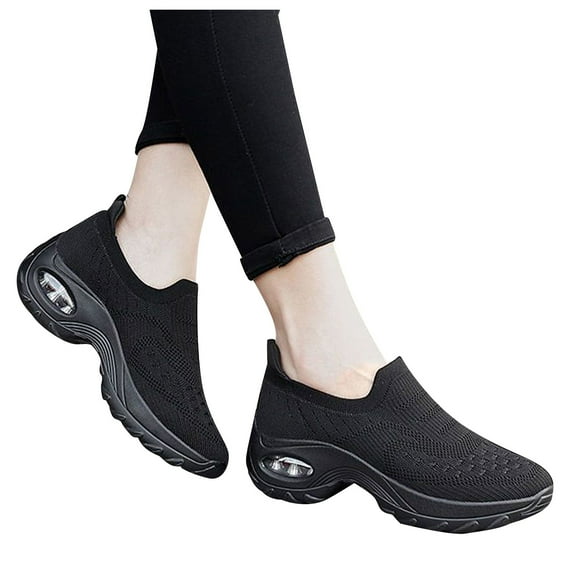 IUJSOY Women's Walking Shoes Sock Sneakers Slip on Mesh Platform Air Cushion Athletic Nurse Shoes