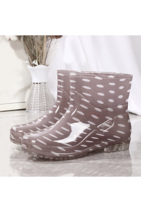 Women's Waterproof Garden Rain Boots Print Short Ankle Rainboots Anti-Slip Rubber Boots