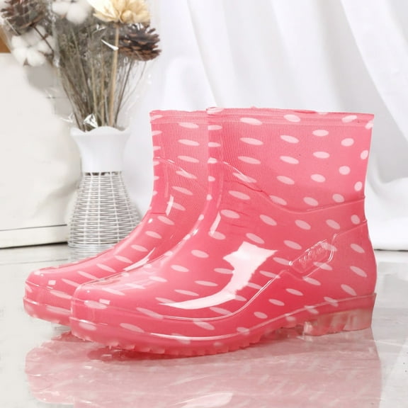 IUJSOY Women's Waterproof Garden Rain Boots Print Short Ankle Rainboots Anti-Slip Rubber Boots