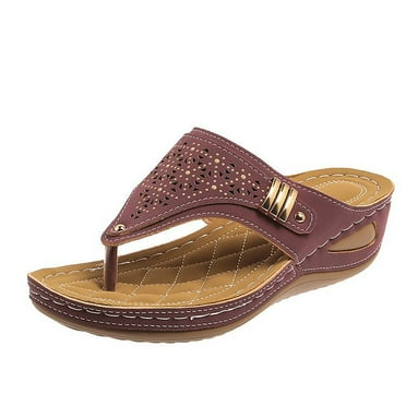 IUJSOY Women's Wedge Sandals Flip Flops with High Increased Dressy Summer Cushion Walking Shoes