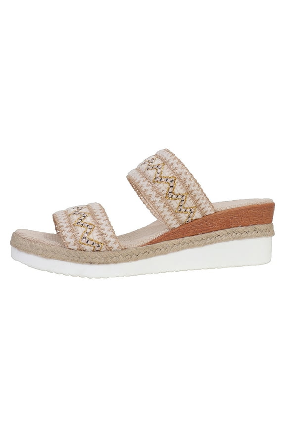 Women's Wedge Sandals Two Band Open Toe Espadrilles Heels Bohemian Embroidery Slides