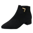 thumbnail image 1 of IUJSOY Womens Ankle Boots Block Low Heel Pointed Toe Suede Dressy Office Booties with Zipper, 1 of 7
