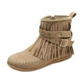 thumbnail image 1 of IUJSOY Cowboy Boots for Women Suede Fringe Ankle Booties Vintage Zipper Moccasins Flats Shoes, 1 of 6