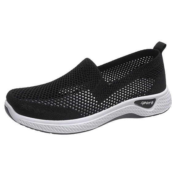 IUJSOY Womens Casual Slip on Walking Tennis Shoes Lightweight Low Top Knit Loafer Sneakers