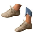 thumbnail image 1 of IUJSOY Womens Suede Lace up Flat Oxfords Classic Retro Round Cap Toe Soft Walking Driving Shoes, 1 of 9