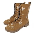 thumbnail image 1 of IUJSOY Womens High Top Ankle Boots Lace up Flower Embroidery Booties Round Toe Casual Tall Boots, 1 of 2