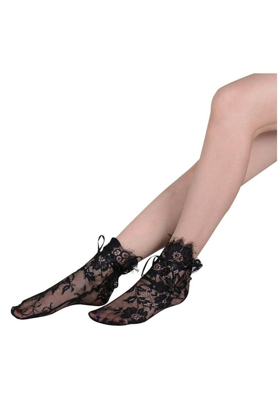 Womens Lace Tulle Mesh Ankle Socks Wedding Bride Evening Accessories Lace Middle Socks