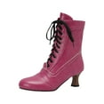 thumbnail image 1 of IUJSOY Womens Lace up Victorian Boots Classic Cap Toe Witch Shoes Fashion Western Ankle Boots, 1 of 9