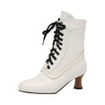 thumbnail image 1 of IUJSOY Womens Lace up Victorian Boots Classic Cap Toe Witch Shoes Fashion Western Ankle Boots, 1 of 9