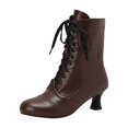 thumbnail image 1 of IUJSOY Womens Lace up Victorian Boots Classic Cap Toe Witch Shoes Fashion Western Ankle Boots, 1 of 9