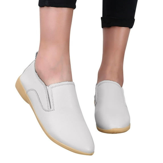 IUJSOY Womens Loafers Comfort Casual Quilted Leather Slip on Flat Shoes Lightweight Rubber Outsole
