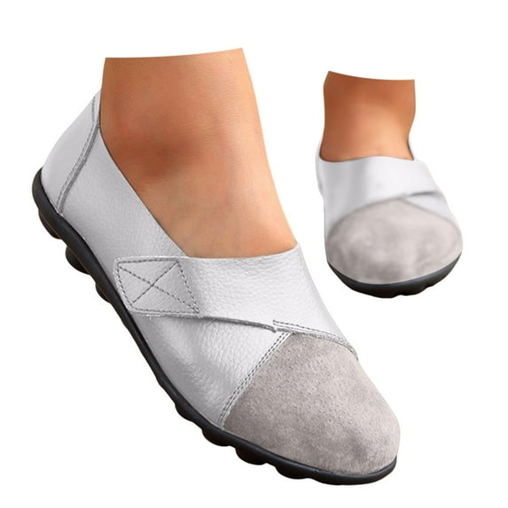 IUJSOY Womens Loafers Driving Moccasins Casual Slip on Flat Shoes Hook and Loop Walking Shoes