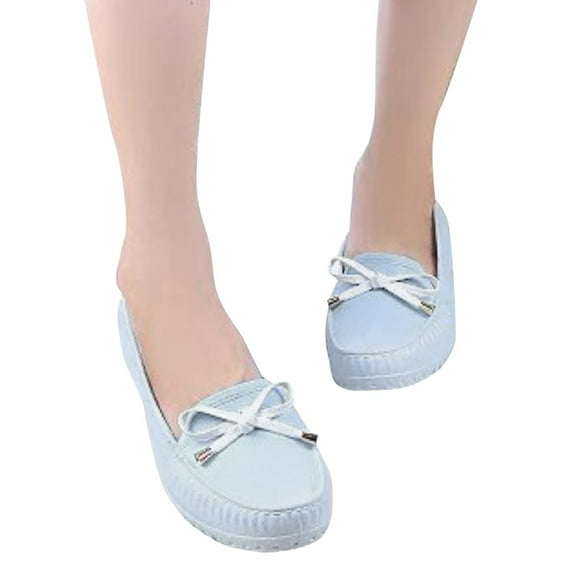 IUJSOY Womens Loafers Waterproof Rain Shoes Slip on Bowknot Garden Shoes Nurse Walking Shoes