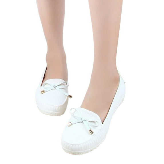 IUJSOY Womens Loafers Waterproof Rain Shoes Slip on Bowknot Garden Shoes Nurse Walking Shoes