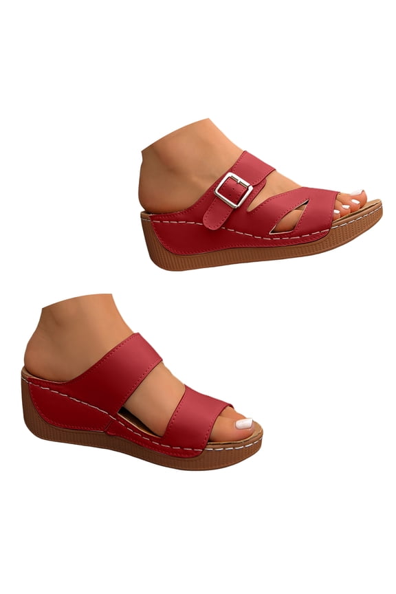 Womens Open Toe Sandals Casual Slippers Platform Wedges Heels Lightweight Slip on Slides