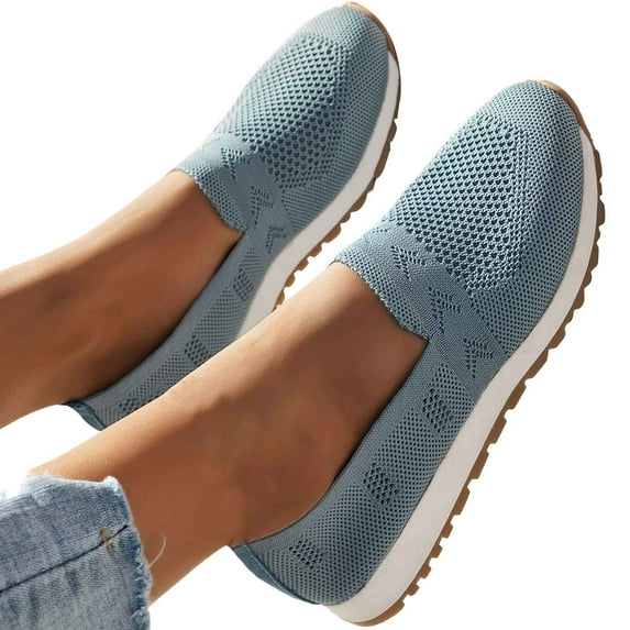 IUJSOY Womens Orthopedic Slip on Walking Shoes Comfort Loafers Mesh Breathable Non Slip Boat Shoes