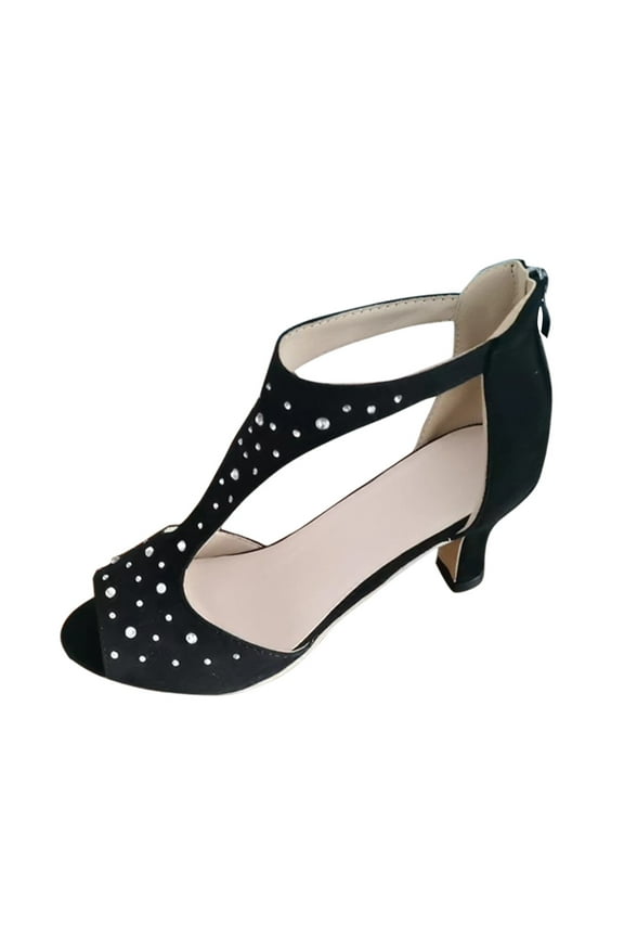 Womens Peep Toe Heels Rhinestone Summer Open Toe Booties Sandals Dress Party Side Cutout Shoe