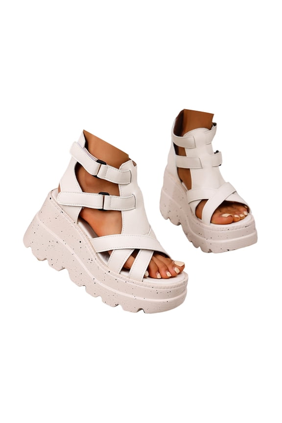 Mostsola Womens Platform Sandals Caged Open Toe Ankle Strap Wedge Sandals Chunky Heel Pumps Dress Shoe