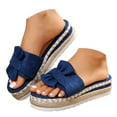 thumbnail image 1 of IUJSOY Womens Platform Sandals Espadrilles Slip on Slides Open Toe Suede Bow Slippers Beach Shoes, 1 of 9