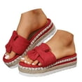 thumbnail image 1 of IUJSOY Womens Platform Sandals Espadrilles Slip on Slides Open Toe Suede Bow Slippers Beach Shoes, 1 of 8
