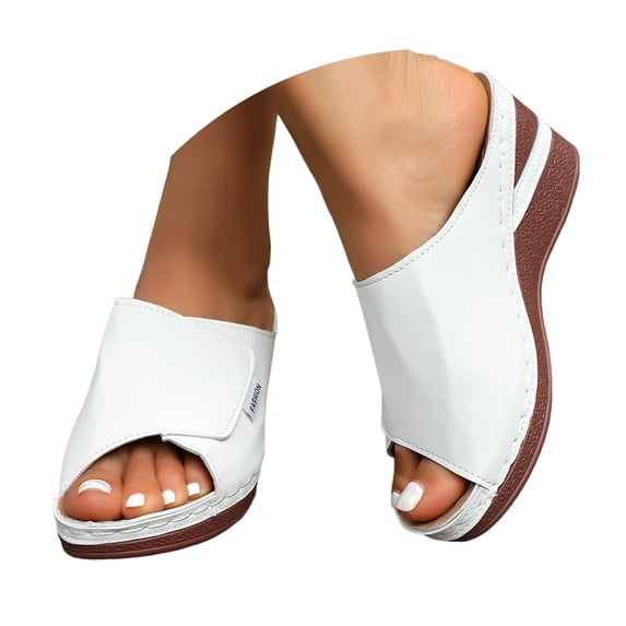 Mostsola Womens Platform Sandals Fashion Slip on Wedges Heels Open Toe Chunky Slides Slippers
