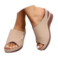 thumbnail image 1 of Mostsola Womens Platform Sandals Fashion Slip on Wedges Heels Open Toe Chunky Slides Slippers, 1 of 9