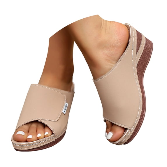 Mostsola Womens Platform Sandals Fashion Slip on Wedges Heels Open Toe Chunky Slides Slippers