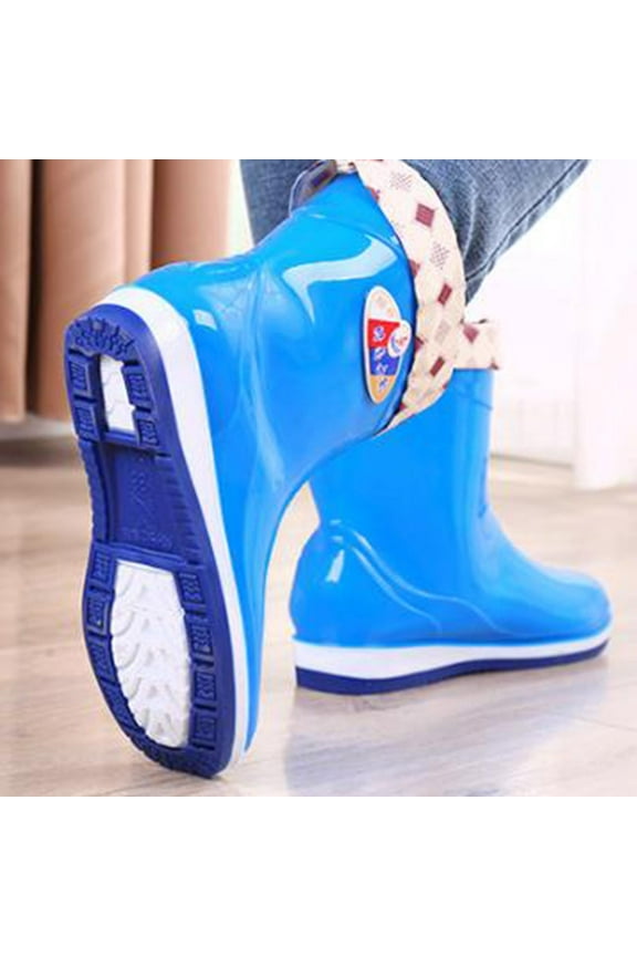 Womens Rain Boots Ankle Waterproof Deck Boots Anti-Slip Girl Boots for Fishing Daily Working