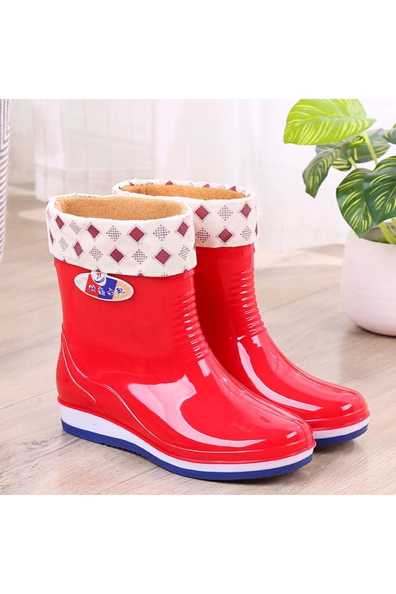 Womens Rain Boots Ankle Waterproof Deck Boots Anti-Slip Girl Boots for Fishing Daily Working
