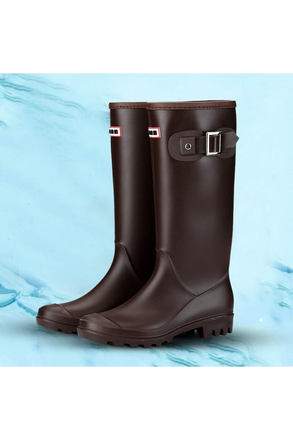 Womens Rain Boots Knee-high Waterproof Narrow Calf Rubber Tall Fishing Boots for Garden