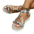thumbnail image 1 of IUJSOY Womens Sandals Boho Espadrilles for Women Braided Wedges Heels Elastic Slingback Sandals, 1 of 8