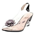 thumbnail image 1 of IUJSOY Womens Sandals Clear Wedges Heels Peep Toe Flower Rhinestone Slingback Sandals Pumps, 1 of 6