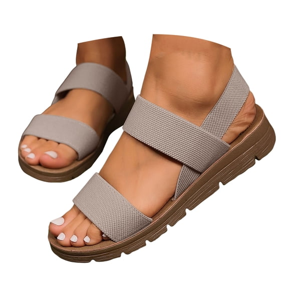 IUJSOY Womens Sandals Comfortable Walking Shoes Elastic Strappy Sandals Open Toe Flats Shoes