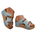 thumbnail image 1 of IUJSOY Womens Sandals Cork Footbed Slippers Open Toe Platform Wedge Sandals Casual Slip on Shoes, 1 of 9