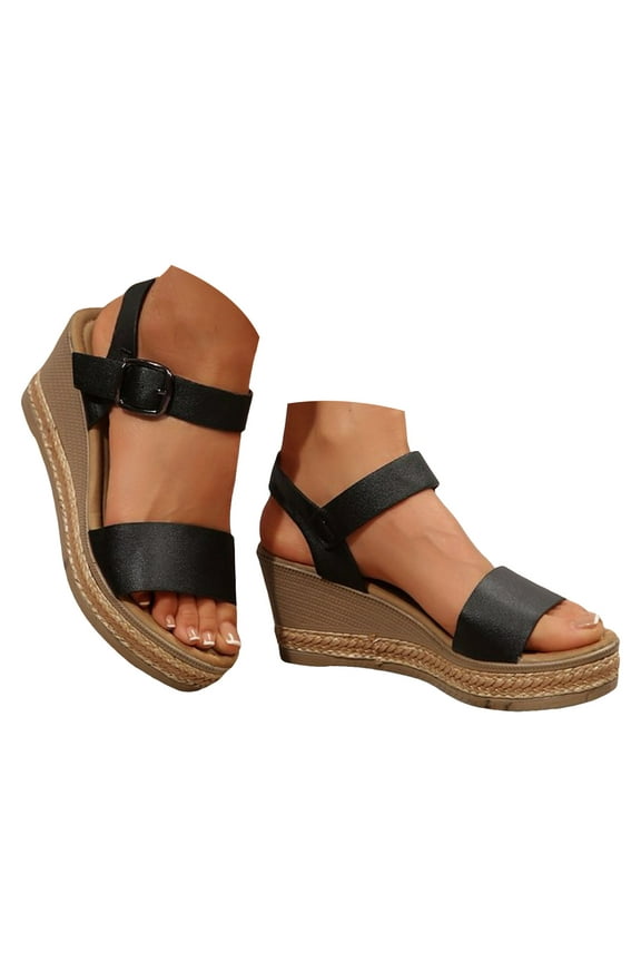 Womens Sandals Fashion Slingback Heels Platform Wedges Heeled Sandals Summer Dress Shoes