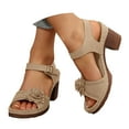 thumbnail image 1 of IUJSOY Womens Sandals Open Toe Dress Shoes Boho Flower Heels Comfort Adjustable Slingback Sandals, 1 of 8