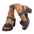 thumbnail image 1 of IUJSOY Womens Sandals Open Toe Dress Shoes Boho Flower Heels Comfort Adjustable Slingback Sandals, 1 of 8