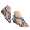 thumbnail image 1 of Mostsola Womens Sandals Open Toe Dressy Wedges Heels Elegant Rhinestone Beaded Beach Shoes Pumps, 1 of 9