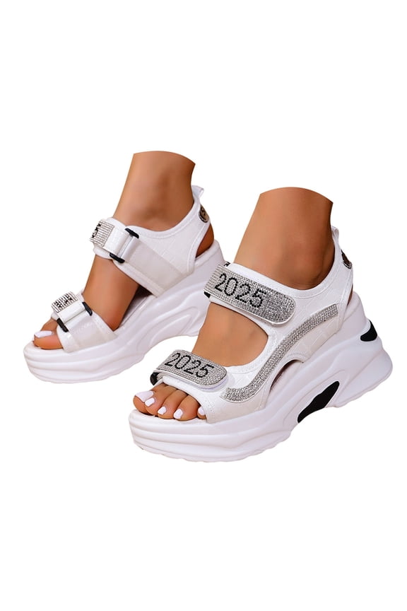 Womens Sandals Open Toe Platform Sneakers Lightweight Cushion Hook and Loop Athletic Shoes