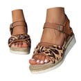 thumbnail image 1 of IUJSOY Womens Sandals Peep Toe Wedge Espadrilles Casual Summer Beach Shoes Ankle Strap Heels, 1 of 8